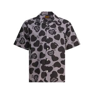 HUMAN MADE Heart Print Short Sleeve Camp Shirt Men GREY Shirts